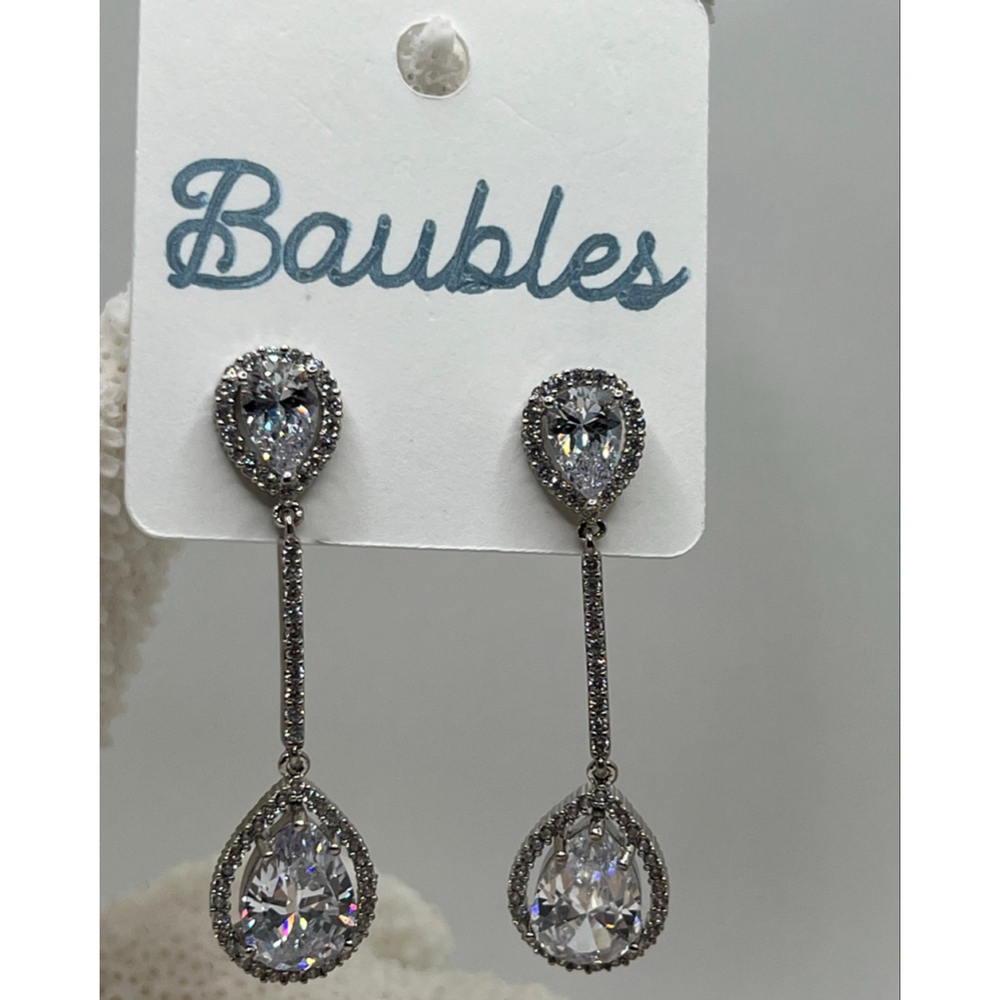 Baubles Drop Dangle Earrings Austrian Crystal Silver